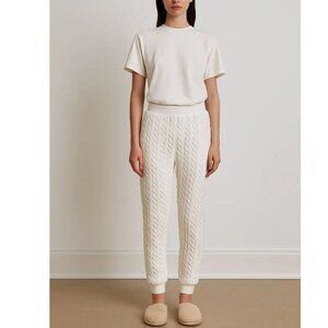 White Quilted Jogger Pants with an Elastic Waist, Size Large - NWOT